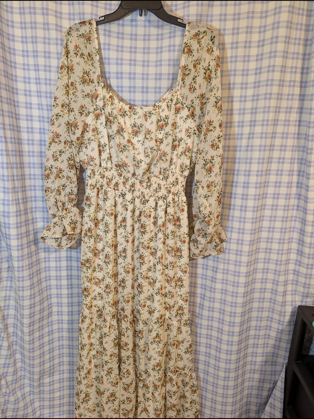 Justify Cream Maxi Dress with Orange & Green Floral Print - Picture 5 of 8